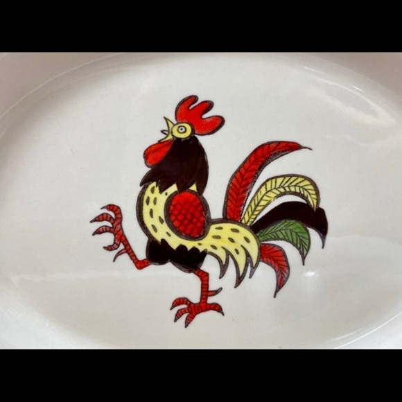 Metlox Red Rooster Poppy Trail Oval Platter ~ California Pottery - Picture 5 of 9